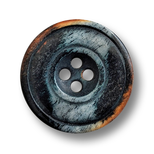 www.knopfparadies.de - 6293gb - Dunkel Blaugrau eingefärbte Beinknöpfe mit vier Löchern