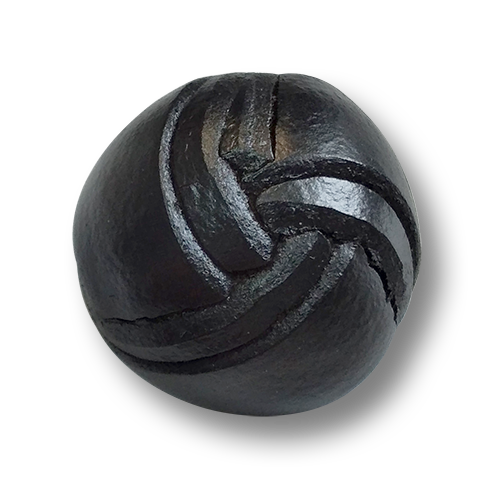 www.knopfparadies.de - 6951sc -  Schwarze Lederknöpfe in ausgefallenem Design