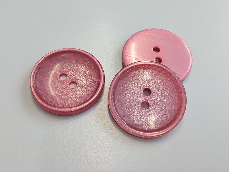 www.knopfparadies.de - 6543pi - Riesige, pink glitzernde Mantelknöpfe