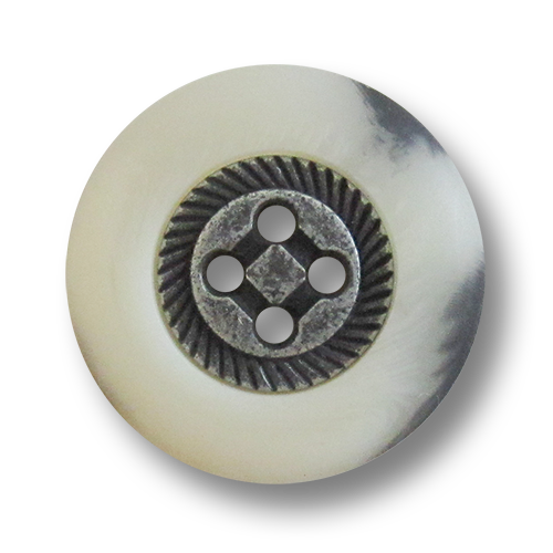 www.knopfparadies.de - 1014ws - Trachtige Vierlochknöpfe aus Kunststoff und Metall