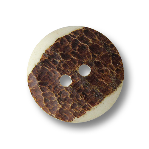 Echter Knopf aus Bein in Naturfarben und Mittelbraun