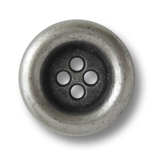Altsilberfarbener Vierloch Metallknopf mit Wulstrand