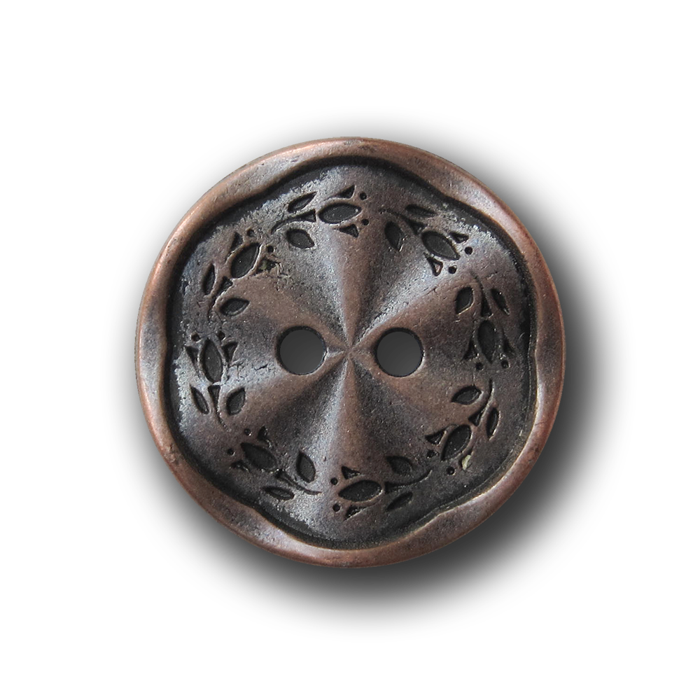 Bezaubernder Zweiloch Metall Knopf mit Blumen Kranz
