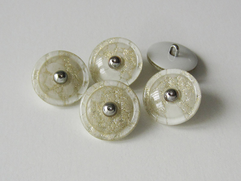 www.knopfparadies.de - 1681si - Günstige Kunststoffknöpfe, glitzernd mit Metallöse