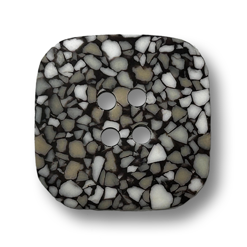 Kunststoffknopf in Terrazzo-Optik: Quadratisch mit abgerundeten Ecken