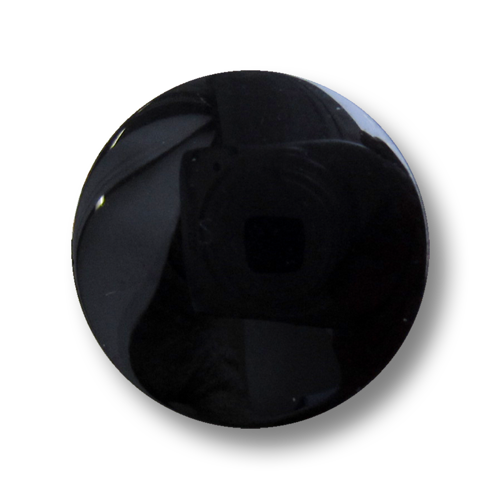 Schlichter schwarz glänzender Ösen Kunststoff Knopf
