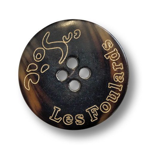 www.knopfparadies.de - 6379bf - Echte Büffelhornknöpfe mit Schriftzug
