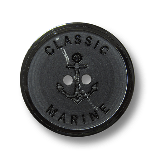 Schwarzer Kunststoff Knopf mit Anker - Classic Marine