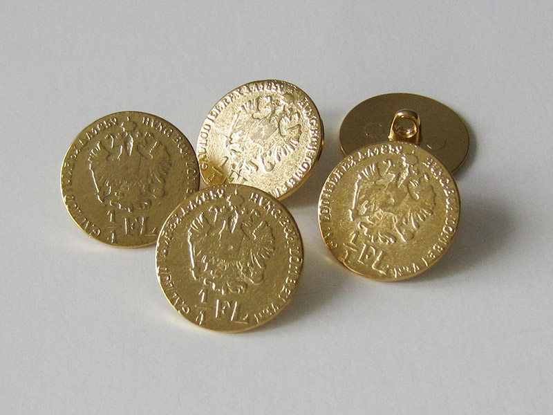 www.knopfparadies.de - 0322gg - Gold glänzende Metallknöpfe od. Münzknöpfe mit historischem Motiv