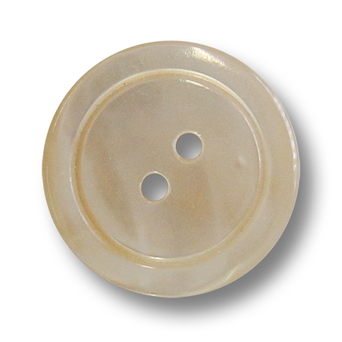 www.knopfparadies.de - pm047be - Beige Perlmuttknöpfe mit schmalem Rand und zwei Löchern