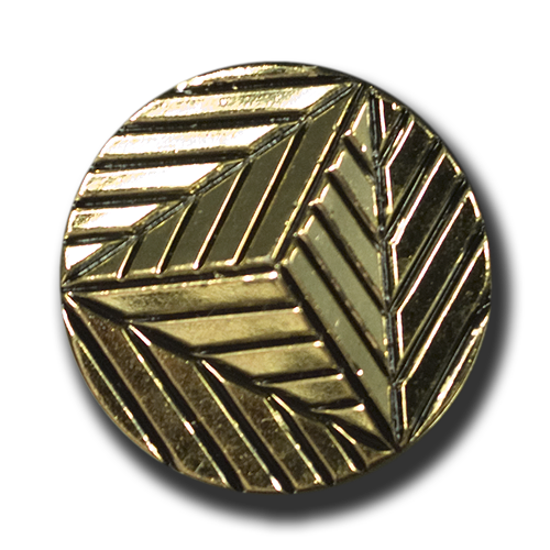 Origineller goldfarbener Kunststoff Knopf mit Pyramide