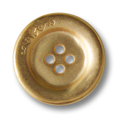 www.knopfparadies.de - 3274go - Metallknöpfe in matt goldfarben, mit vier Löchern und hübschem Detail am Rand