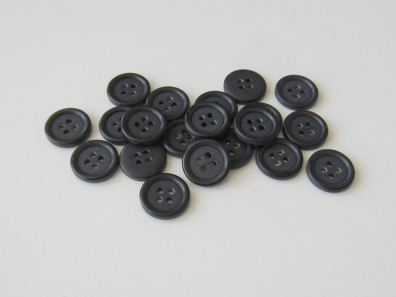 www.knopfparadies.de - 5893sc - Günstige Packung kleine Ersatzknöpfe in matt schwarz / dunkelgrau