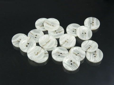 Weiß transparent melierter Zweiloch Kunststoff Knopf