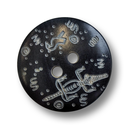 www.knopfparadies.de - 6220sc - Schwarze Steinnussknöpfe mit interessantem Muster