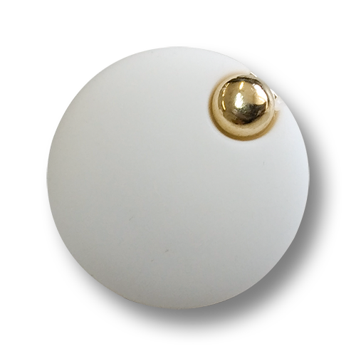 www.knopfparadies.de - 6179wg - Matt weiße und goldfarbene Kunststoffknöpfe