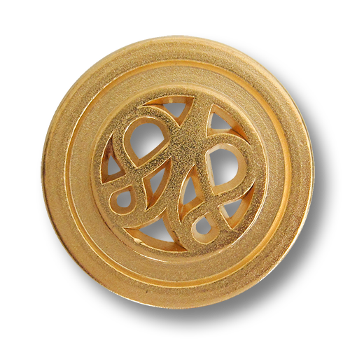 www.knopfparadies.de - 0426mg - matt goldfarbene Metallknöpfe mit Durchbruch