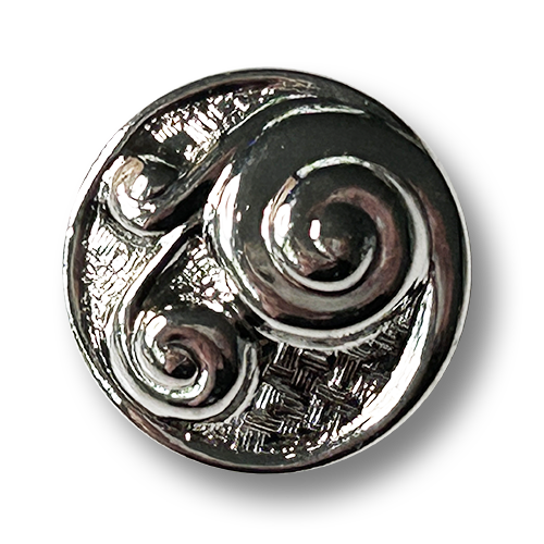 Ausdrucksstarke glänzend silberfarbene Kunststoffknöpfe - Wirbel-Design