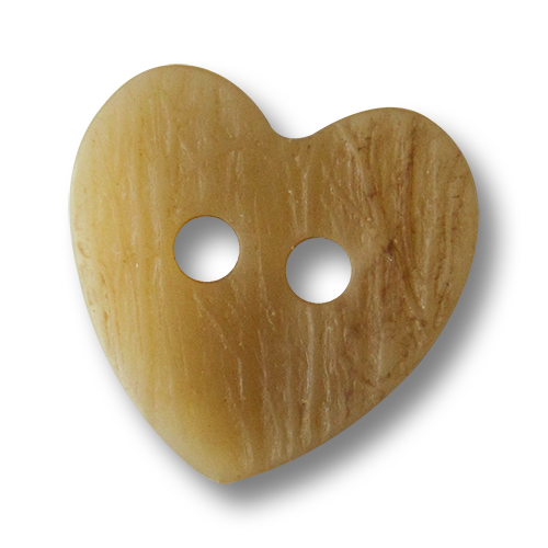 www.Knopfparadies.de - 0654he - Fesche beige Herz Trachtenknöpfe in Horn Optik