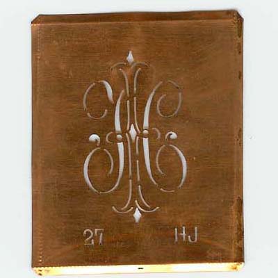 HJ - Interessante Monogramm Schablone zum Sticken