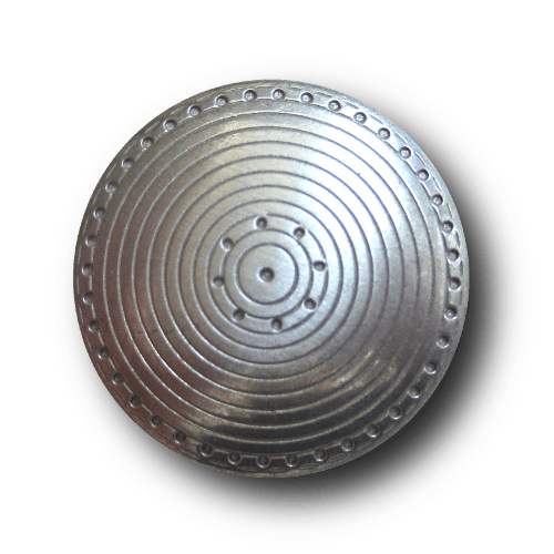 www.knopfparadies.de - 2936ms - Matt silberfarbener Metallknopf mit feiner Kreisstruktur