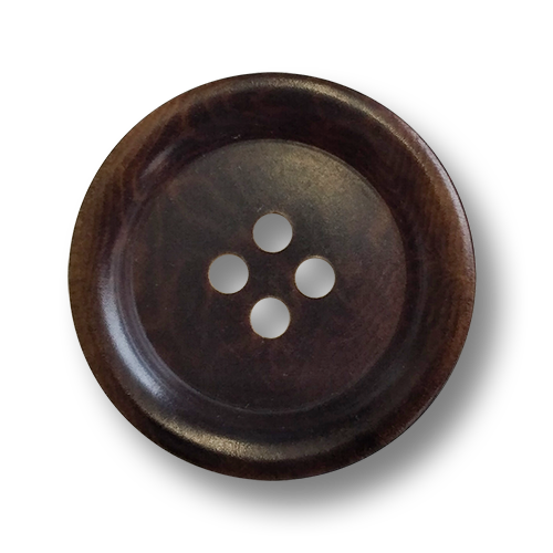 www.knopfparadies.de - 6524br - Schlichte Steinnussknöpfe mit vier Löchern und brauner Vorderseite