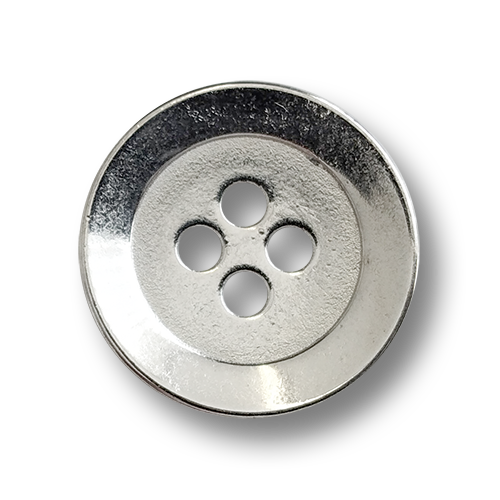 www.knopfparadies.de - 6360gs - Glänzend silberfarbene, dünne Metallknöpfe mit vier Löchern