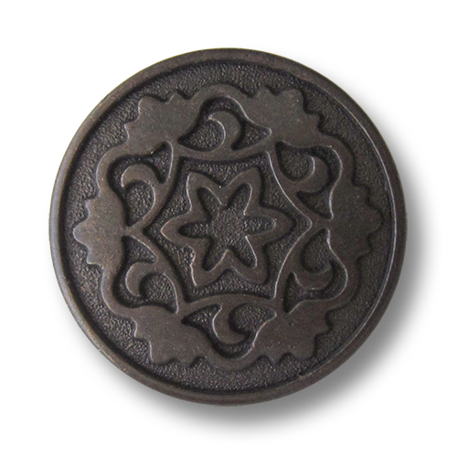 www.Knopfparadies.de - 0574br - Edle bronzefarbene Metallknöpfe mit Blumen Motiv