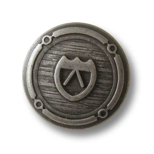 Graphischer Wappen Metall Knopf in Alteisenfarben