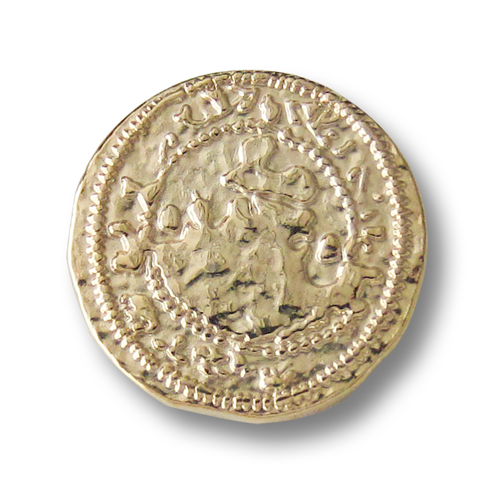 Unrunder abgenutzt wirkender Münz Metall Ösen Knopf