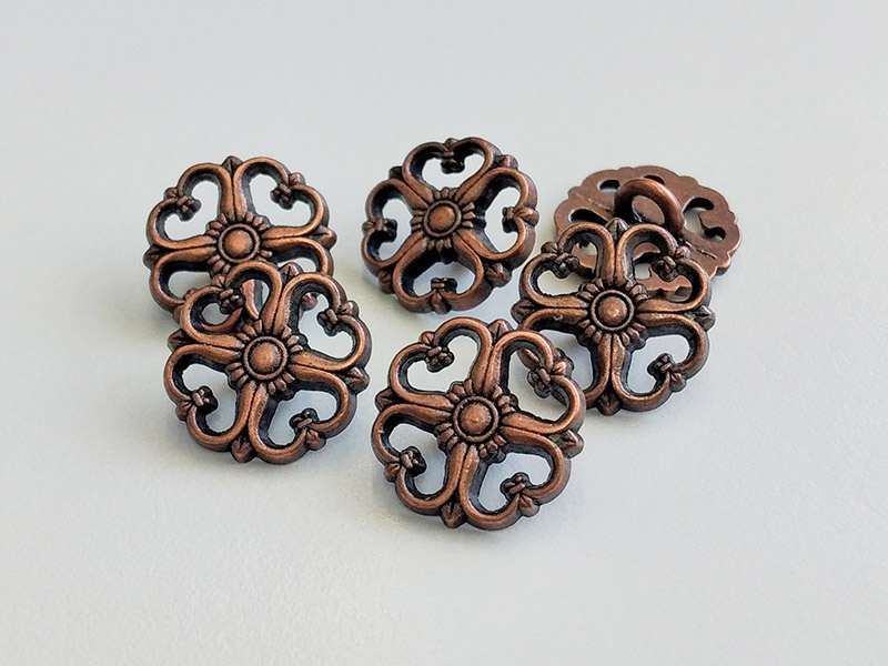 www.knopfparadies.de - 4639ku - Altkupferfarbene Metallknöpfe - perfekt für historische Kostüme