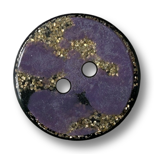 Hübsche Kunststoffknöpfe in schwarz und lila mit goldfarbenem Glitter