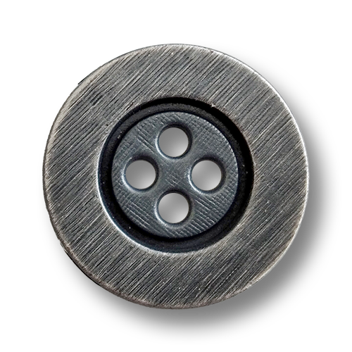 www.knopfparadies.de - 6420as - Altsilberfarbene Metallknöpfe mit vier Löchern und breitem Rand