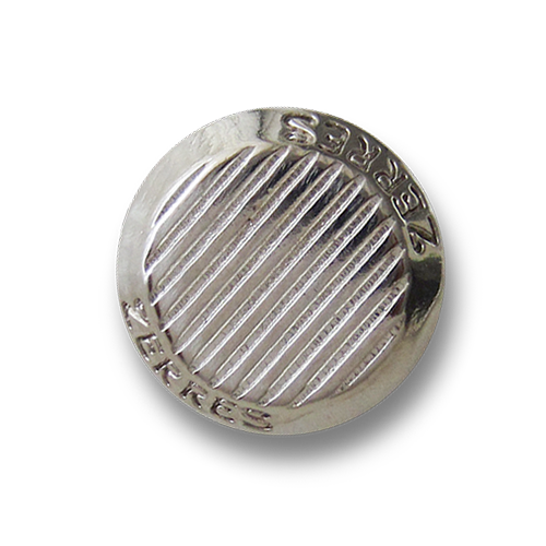 www.Knopfparadies.de - 4134si - Moderne silberne Metallknöpfe mit Schriftzug Zerres