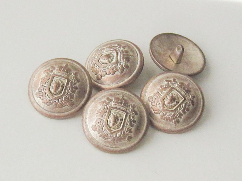 www.knopfparadies.de - 0575kp - Kupferfarbene Metallknöpfe mit Wappen