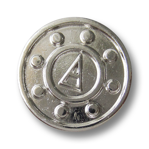 www.Knopfparadies.de - 3497si - Silberne Metallknöpfe mit geometrischem Motiv