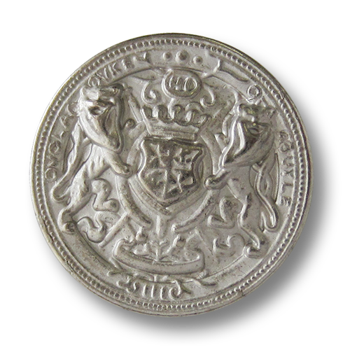 www.Knopfparadies.de - 1606sm - Silberne Metallknöpfe mit Wappen, Krone & Löwen