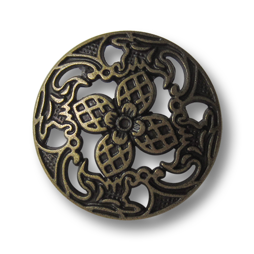 www.knopfparadies.de - 1496am - Wunderschöne Metallknöpfe mit floralem Durchbruchmuster