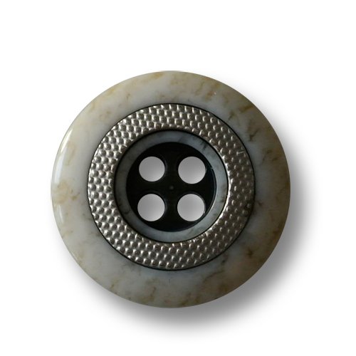 Schwarz-weiß-natur-silberfarbener Knopf