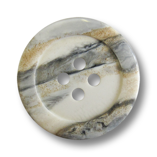 www.Knopfparadies.de - 1597gb - Weiß grau beige marmorierte Vierloch Kunststoffknöpfe