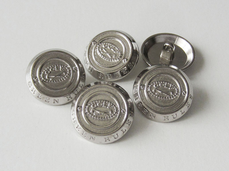 www.Knopfparadies.de - 3089si - Edle silberne Metallknöpfe mit Golf Motiv "Green Rules"