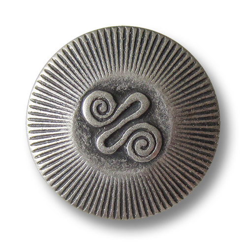 www.Knopfparadies.de - 0425as - Alt wirkende Metallknöpfe mit Spiral Symbol in Silber