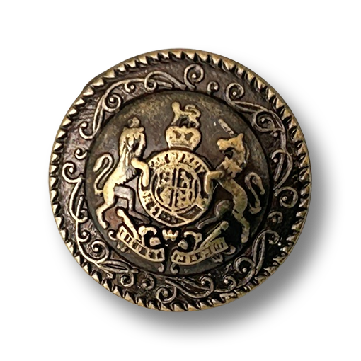 www.knopfparadies.de  - d112am - Altsilberfarbene Metallknöpfe mit Wappenmotiv, gewölbte Buckelknöpfe