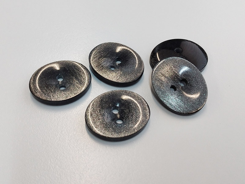 www.knopfparadies.de - 6215gr - Ovale, dunkelgrau glitzernde Kunststoffknöpfe