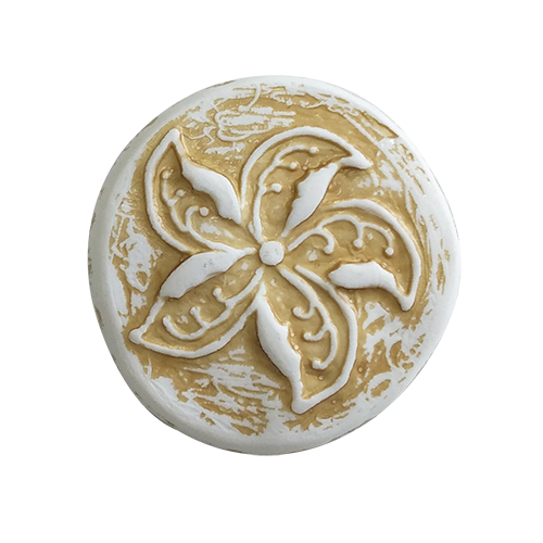 www.knopfparadies.de - 6887cw - Weiß-beige Kunststoffknöpfe mit Seesternmotiv