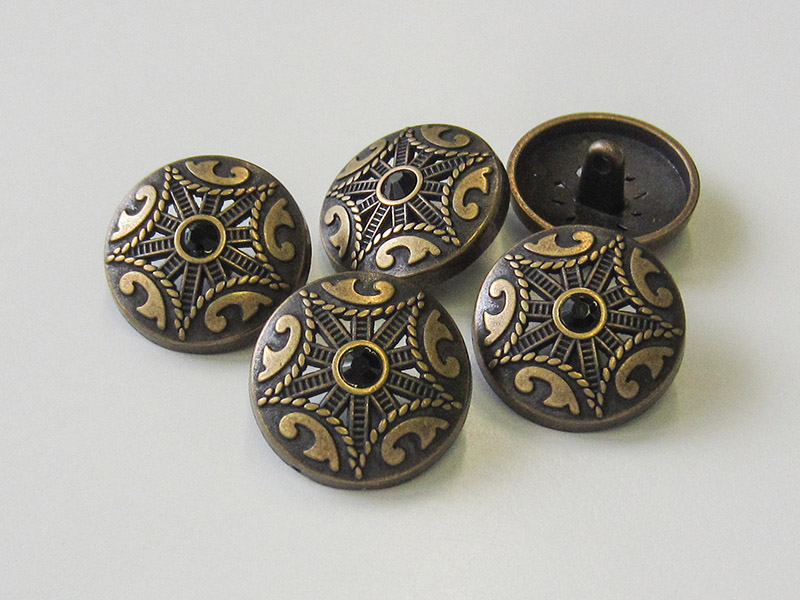 www.knopfparadies.de - 5662am - Mondäne Metallknöpfe mit Glitzerstein