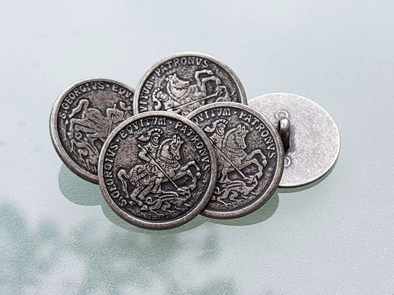 www.knopfparadies.de - 5638ei - Metallknopf / Münzknopf "Heiliger Georg"