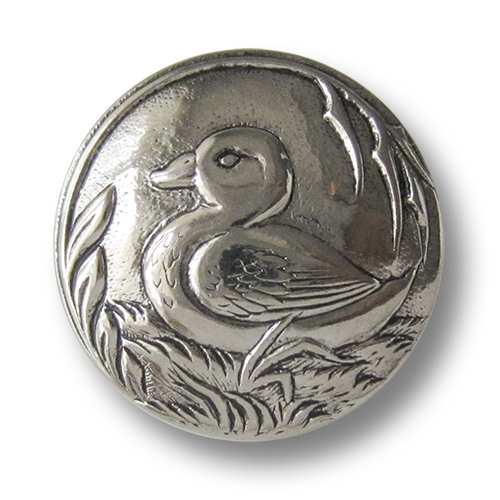 Silberfarbener Metallknopf mit Entenmotiv