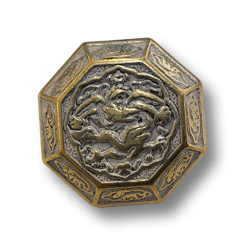 www.knopfparadies.de - 0460gk - Besonders interessante Metallknöpfe mit Drachenmotiv