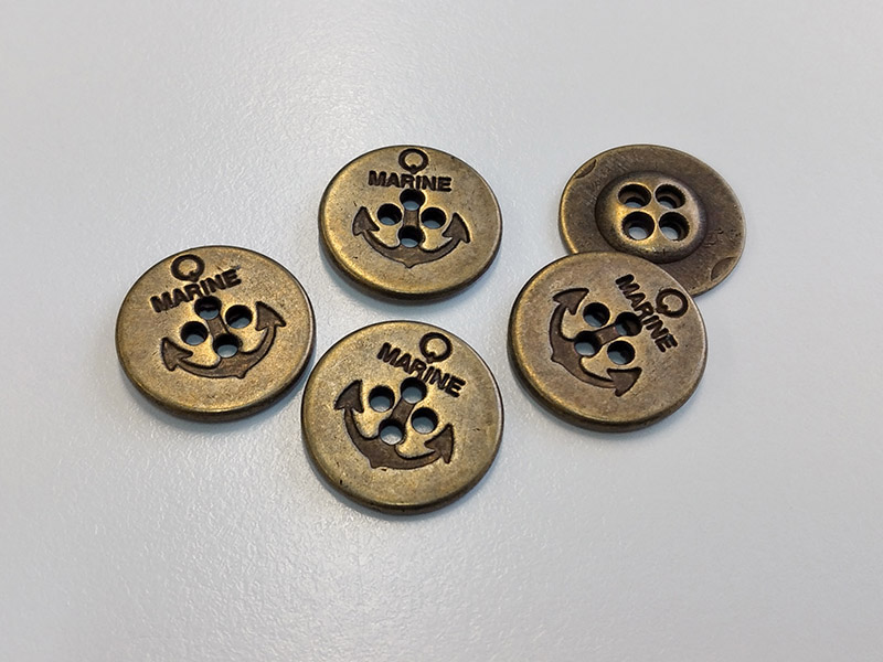 www.knopfparadies.de - 3169am - Altmessingfarbene Metallknöpfe mit Ankermotiv